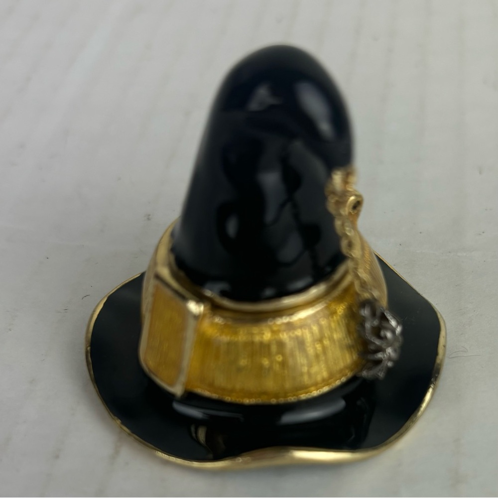 RARE-MONET enameled witch’s hat trinket box w/spider-Halloween Collectible - Picture 12 of 16